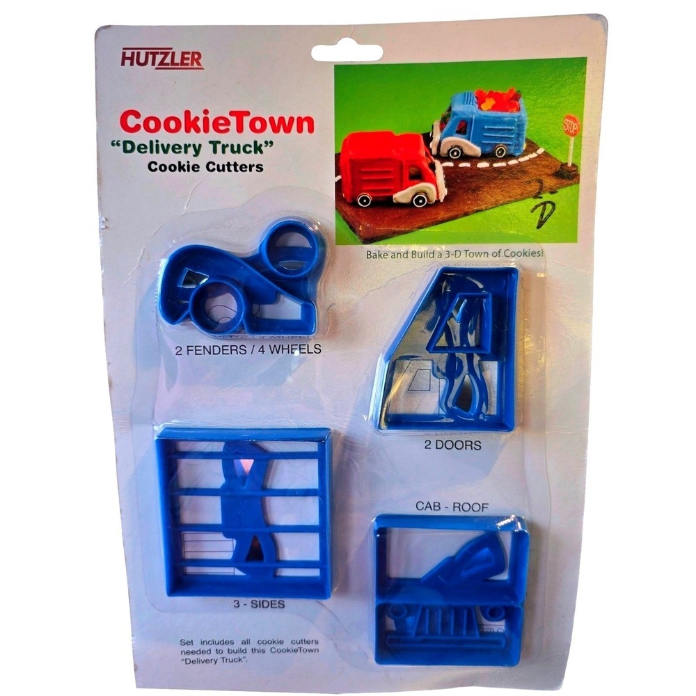 Hutzler CookieTown Delivery Truck 3D Cookie Cutters Set Blue Plastic 1996 New